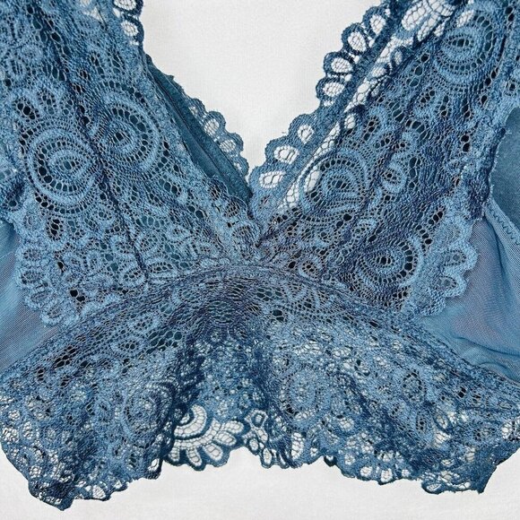 Lucky Brand Sz Small Lot of 2 Lace Bralettes Gray / Dark Teal Wireless Pullover - Picture 5 of 12